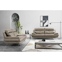 2-SITZER-SOFA  in Echtleder Taupe   - Taupe/Chromfarben, Design, Leder/Metall (185/92/99cm) - Livetastic