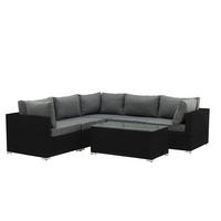 LOUNGEGARNITUR Aluminium  - Schwarz/Grau, MODERN, Glas/Kunststoff (249/65/87cm) - Gardenson