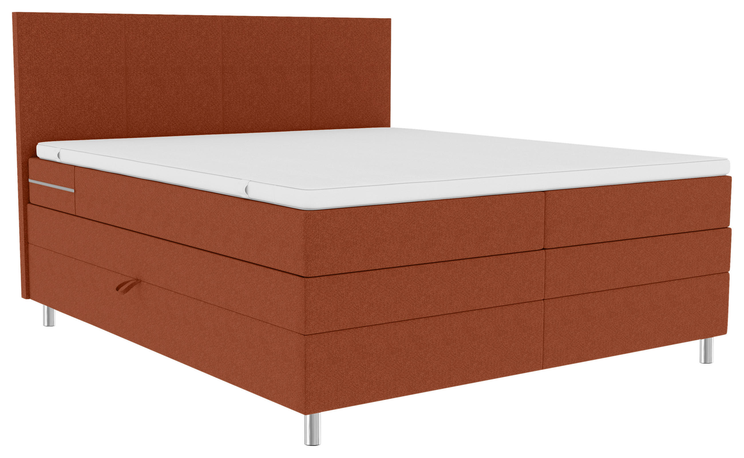 BOXSPRINGBETT 180/200 cm,  in Rostfarben, Bettkasten, Topper, Matratzen, H3 = fest  - Chromfarben/Rostfarben, KONVENTIONELL, Kunststoff/Textil (180/200cm) - Boxxx