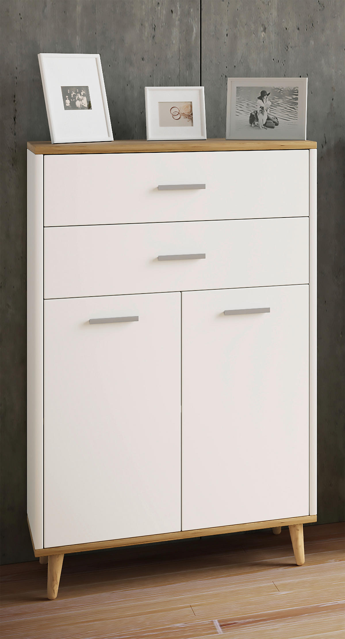 HIGHBOARD  in 60/97/28 cm  - Honigeiche/Weiss, Modern, Holzwerkstoff/Metall (60/97/28cm) - MID.YOU