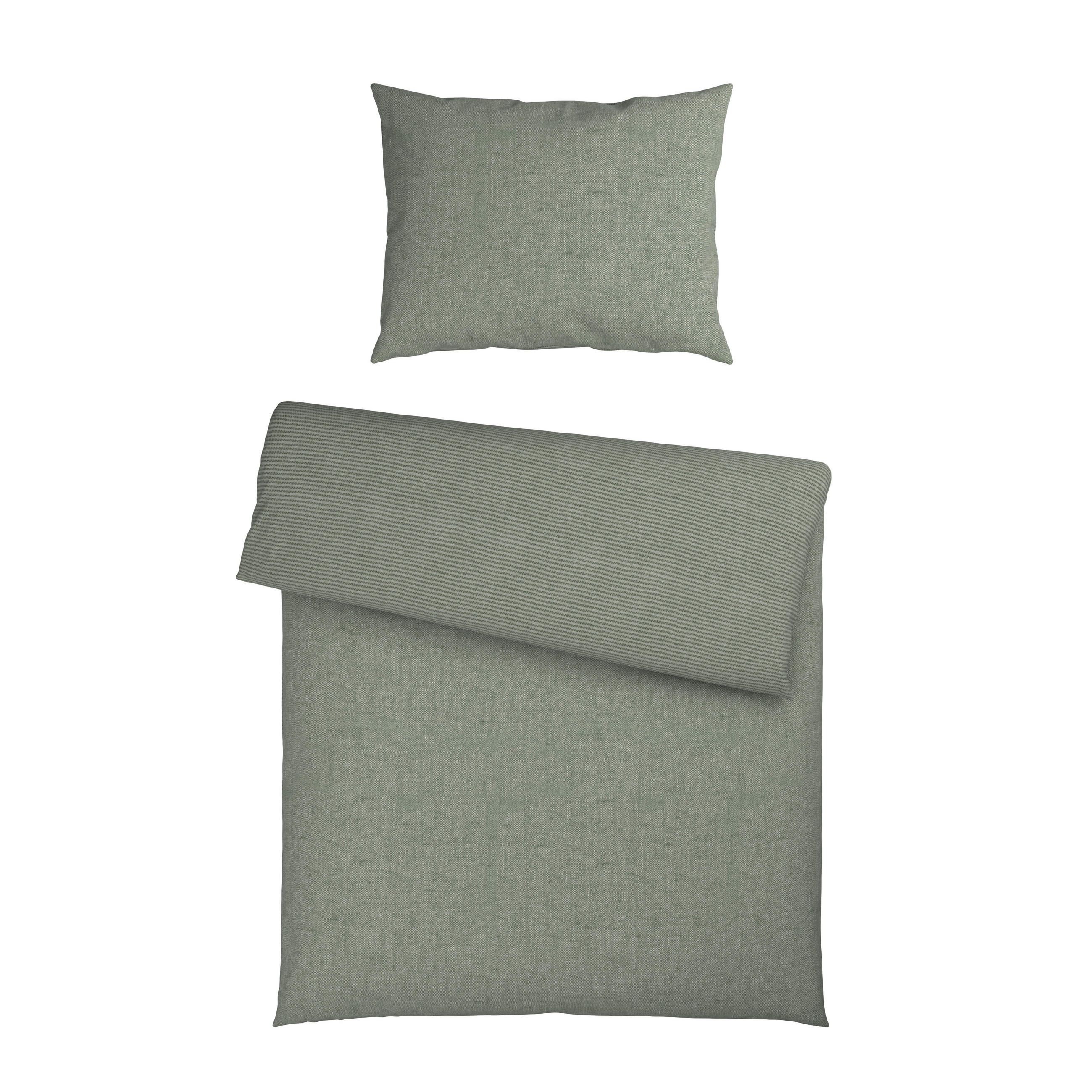 WENDEBETTWÄSCHE Flanell 140/200 cm  - Graugrün, Textil (140/200cm) - Novel