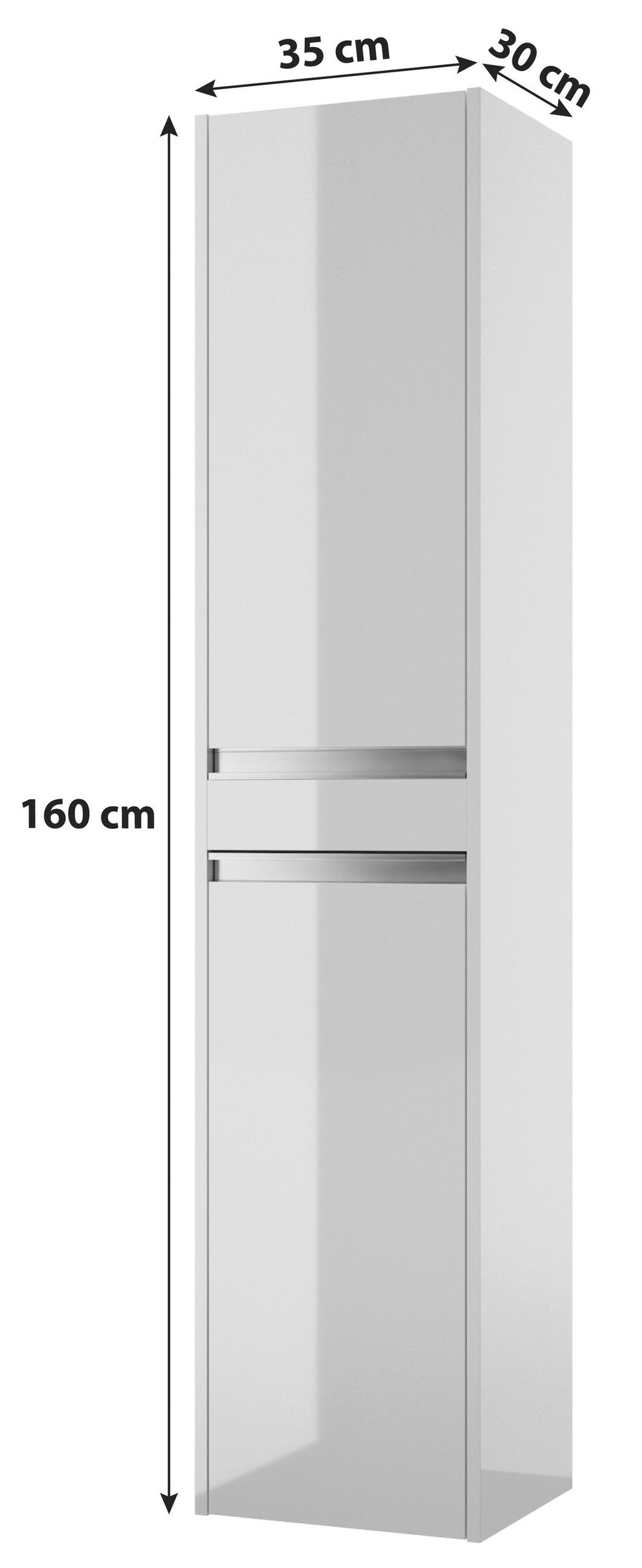 HOCHSCHRANK 35/160/30 cm  - Alufarben/Weiß, Basics, Holzwerkstoff/Metall (35/160/30cm) - MID.YOU
