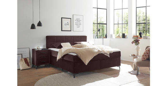 BOXSPRINGBETT 180/200 cm,  in Aubergine  - Aubergine/Schwarz, Design, Holzwerkstoff/Kunststoff (180/200cm) - Xora