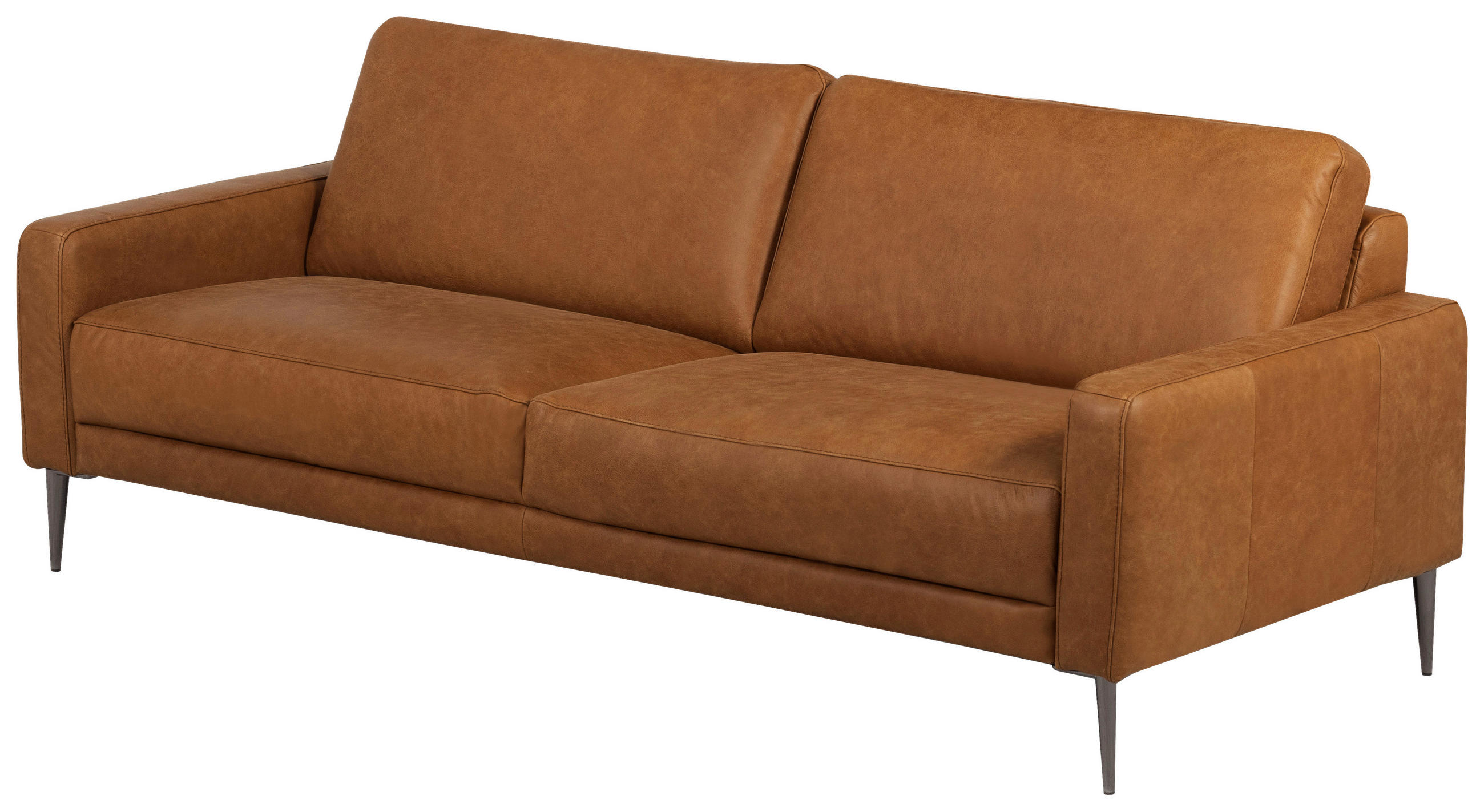 Thumbnail - Livetastic 3-Sitzer-Sofa Spring, Cognac, Leder, Echtleder, Anilinleder, 187x85x92 cm, Made in EU, Rücken echt, Wohnzimme...