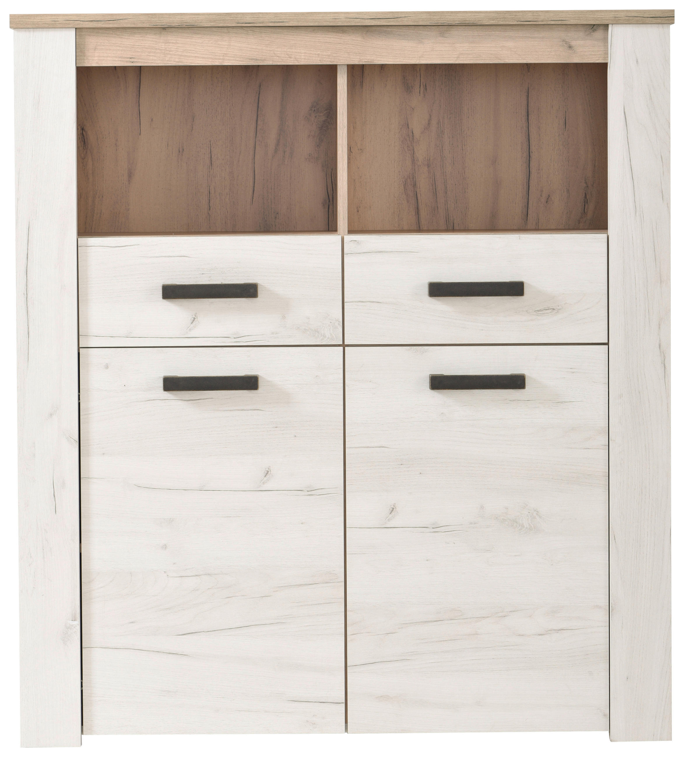 KOMODA, farba strieborného duba, 114/127,5/36,5 cm - farba strieborného duba, Basics, kompozitné drevo (114/127,5/36,5cm) - Ti'me