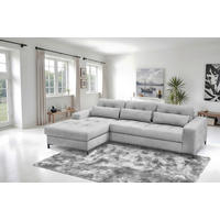 ECKSOFA BONITO Hellgrau Struktur  - Hellgrau/Schwarz, Design, Textil/Metall (176/255cm) - Livetastic