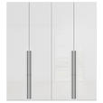 DREHTÜRENSCHRANK 201/235/61 cm,  in Weiß, Weiß Hochglanz, 4-türig  - Weiß Hochglanz/Schwarz, Basics, Holzwerkstoff/Metall (201/235/61cm) - Novel