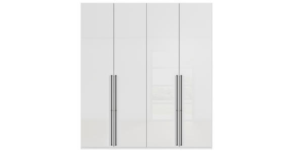 DREHTÜRENSCHRANK 201/235/61 cm,  in Weiß, Weiß Hochglanz, 4-türig  - Weiß Hochglanz/Schwarz, Basics, Holzwerkstoff/Metall (201/235/61cm) - Novel