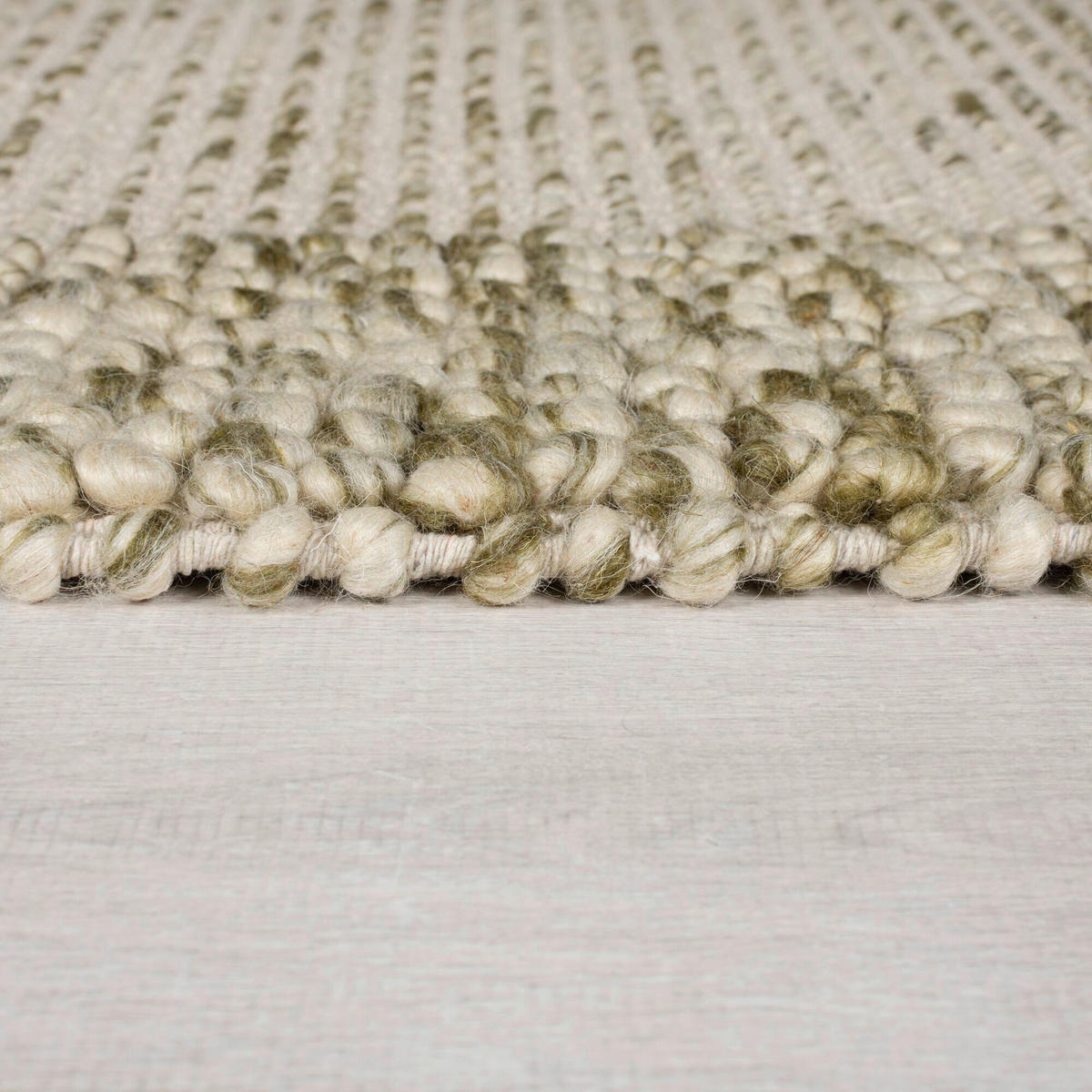 HANDWEBTEPPICH 120/170 cm BOBBLE WOOL BORDER Grün  - Grün, Trend, Textil (120/170cm) - Xora