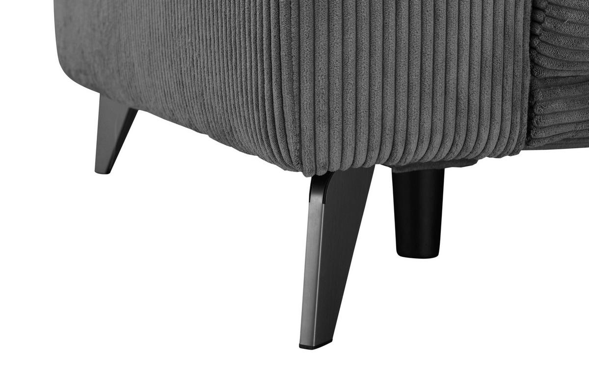 ECKSOFA Hellgrau Cord  - Silberfarben/Hellgrau, KONVENTIONELL, Textil/Metall (258/170cm) - Livetastic