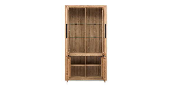 VITRINE in teilmassiv Eichefarben - Eichefarben/Schwarz, Natur, Glas/Holz (108/199/40cm) - Carryhome