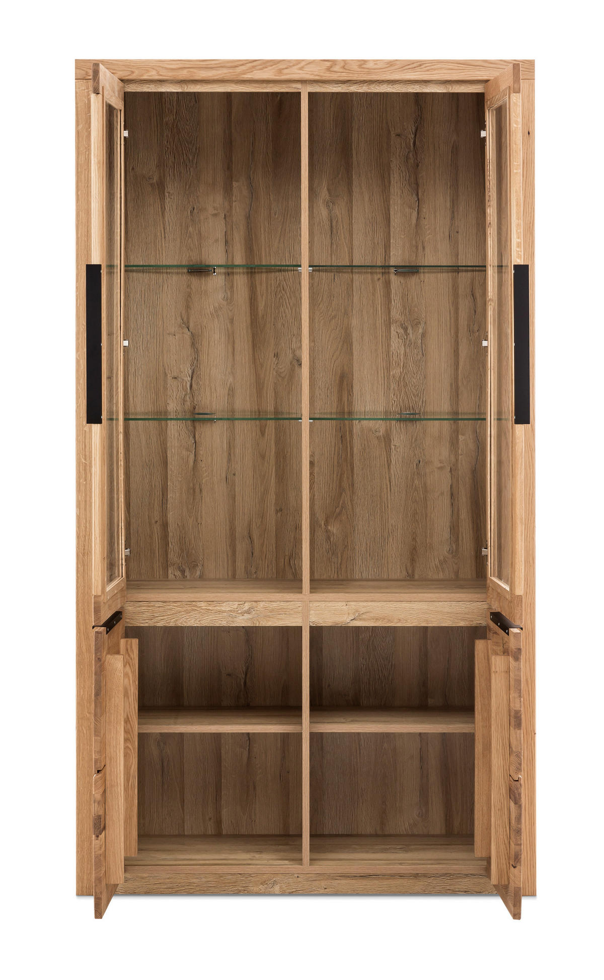 VITRINE in teilmassiv Eichefarben  - Eichefarben/Schwarz, Natur, Glas/Holz (108/199/40cm) - Carryhome