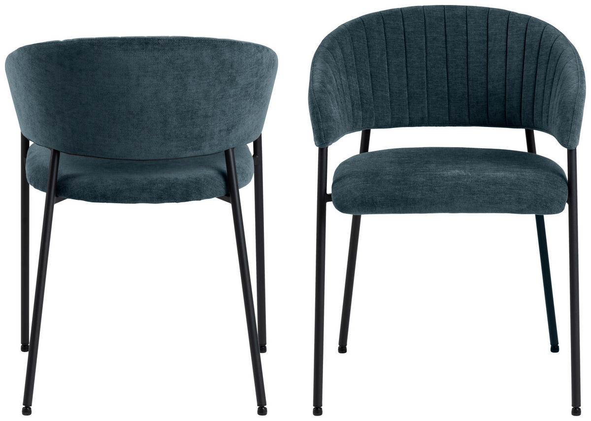 ŽIDLE S PODRUČKAMI, tkaná látka, tmavě modrá - černá/tmavě modrá, Design, kov/textil (54,5/77,5/54cm) - MID.YOU