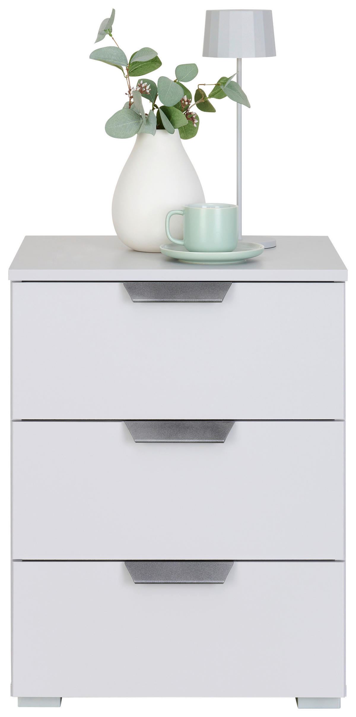 NACHTTISCH 47/62/42 cm  in Hellgrau  - Hellgrau/Alufarben, Konventionell, Holzwerkstoff/Kunststoff (47/62/42cm) - Stylife