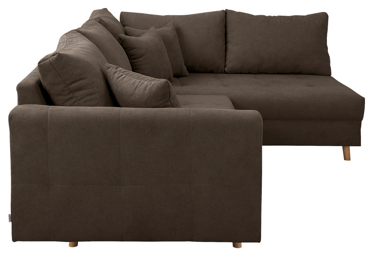 ECKSOFA inkl. Hocker Ariella Braun Mikrofaser  - Naturfarben/Braun, Design, Holz/Textil (161/231cm) - Livetastic