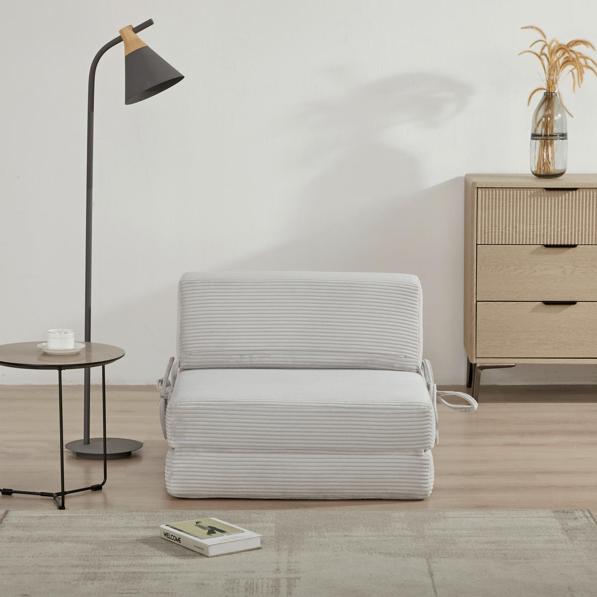 SCHLAFSESSEL Cord Beige  - Beige, Design, Textil/Metall (75/58/80cm) - Livetastic