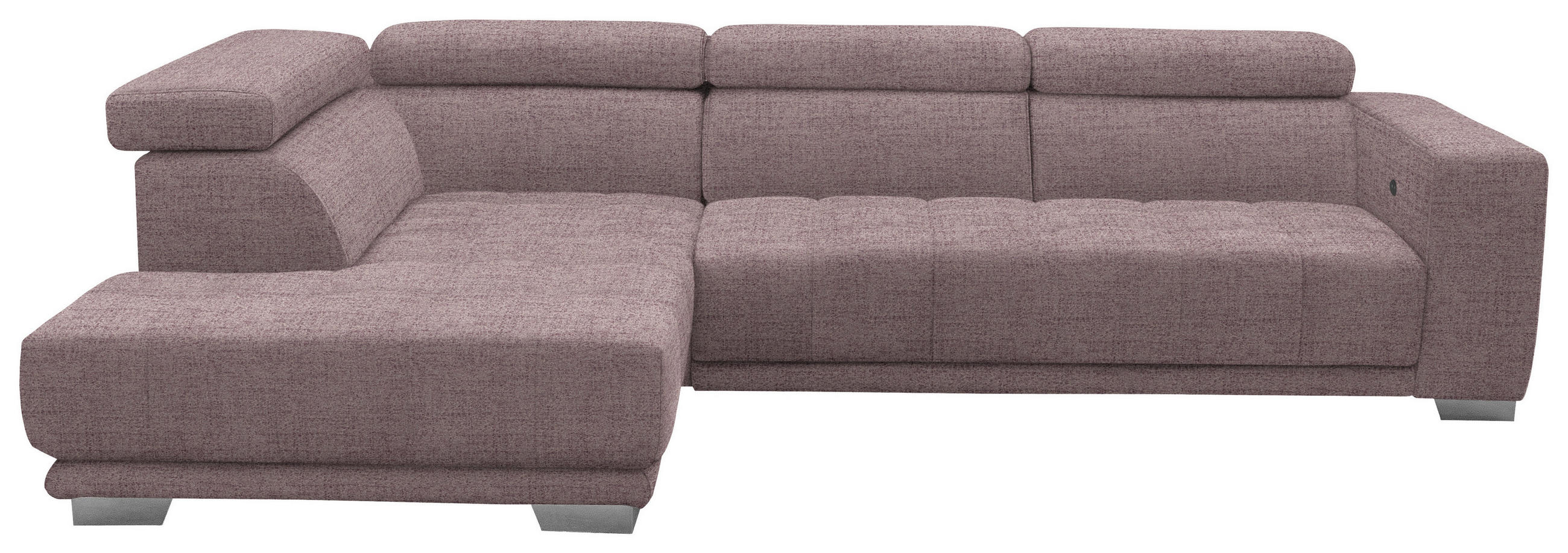 ECKSOFA in Chenille Altrosa  - Chromfarben/Altrosa, Design, Textil (207/301cm) - Xora