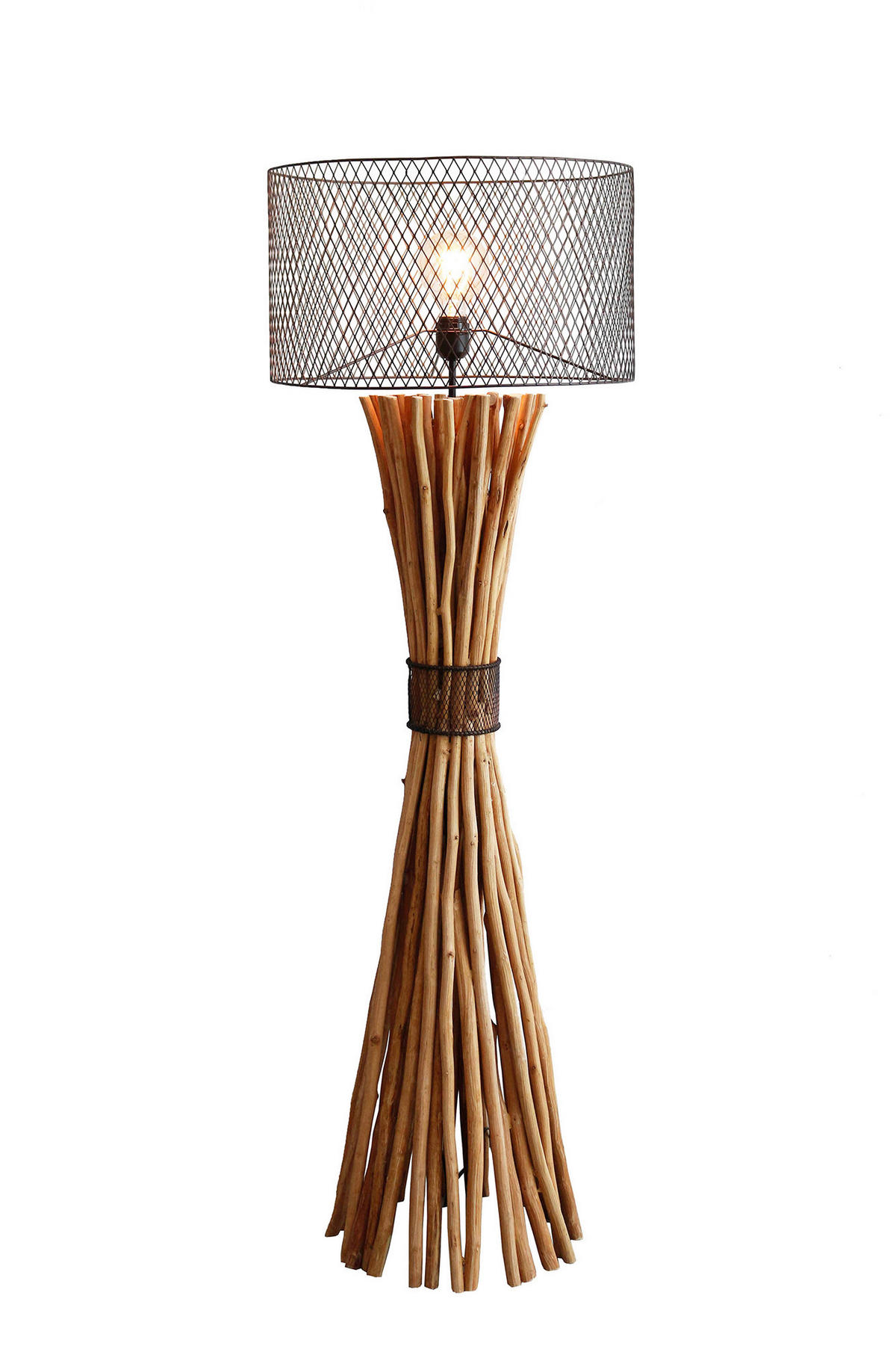 STEHLEUCHTE  35/149/35 cm   - Schwarz/Naturfarben, Design, Holz/Metall (35/149/35cm) - P & B