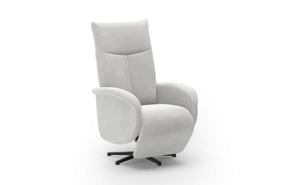 RELAXSESSEL GLENDALE E Flachgewebe Kopfteilverstellung, Rücken echt    - Silberfarben/Schwarz, KONVENTIONELL, Textil/Metall (75/112/82cm) - Sit & More