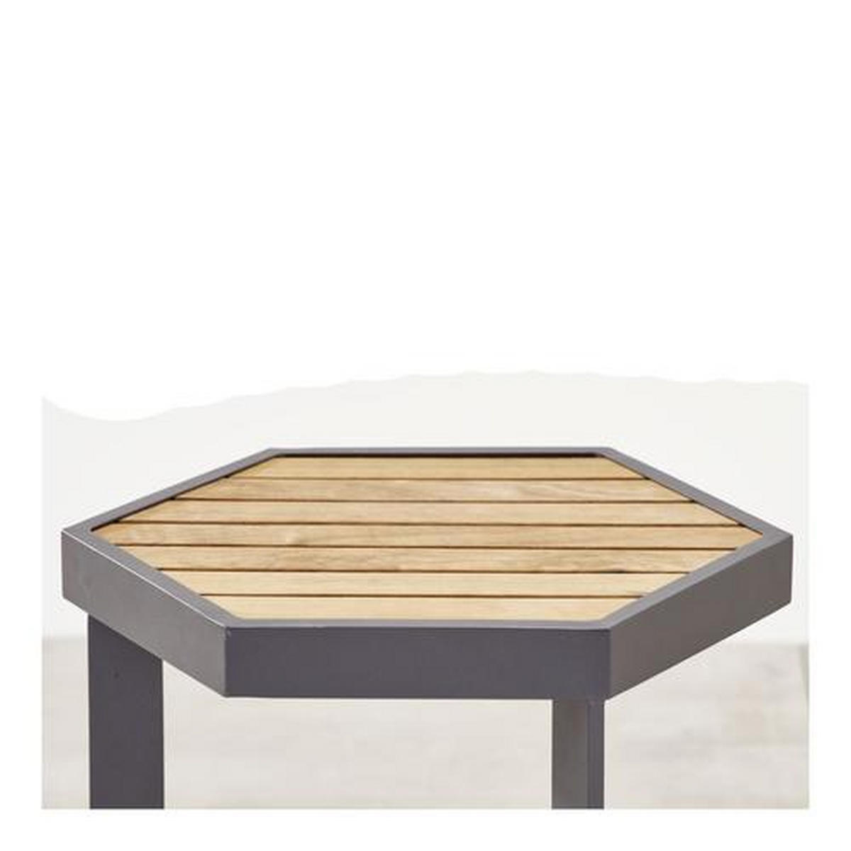 GARTENBEISTELLTISCH 35/40/40 cm Holz, Metall  - Graphitfarben/Teakfarben, Design, Holz/Metall (35/40/40cm) - Zebra 