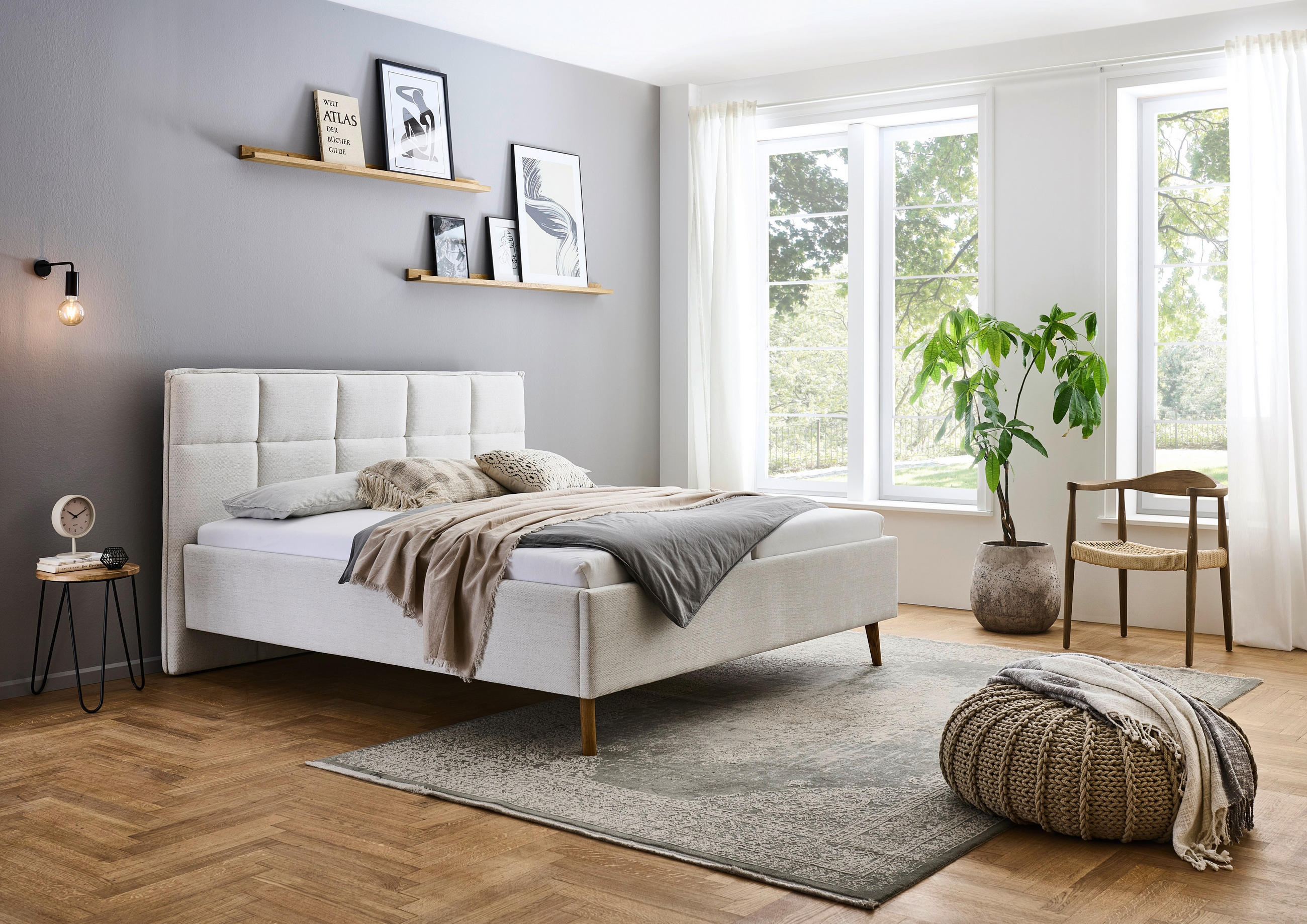 POLSTERBETT 180/200 cm  in Beige  - Eichefarben/Beige, Design, Holz/Textil (180/200cm) - Xora