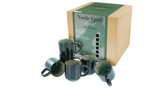 KAFFEEBECHERSET 6-teilig  - Grün, Trend, Keramik - Creatable