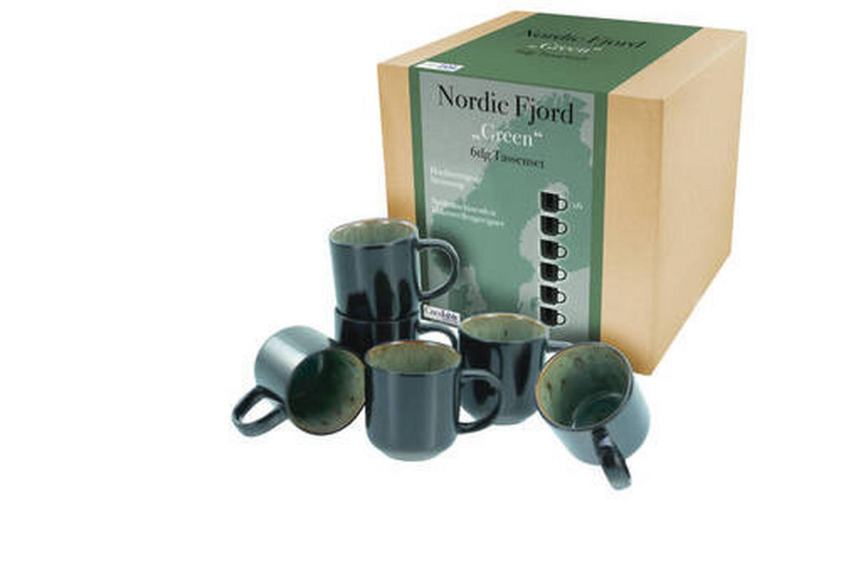 KAFFEEBECHERSET 6-teilig  - Grün, Trend, Keramik - Creatable