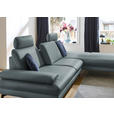 ECKSOFA in Echtleder Blaugrau  308/195 cm  - Blaugrau/Schwarz, Design, Leder/Metall (308/195cm) - Dieter Knoll