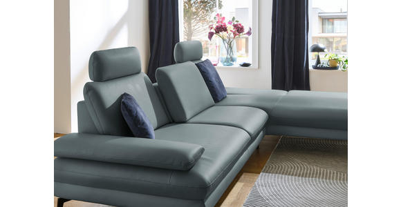 ECKSOFA in Echtleder Blaugrau  308/195 cm  - Blaugrau/Schwarz, Design, Leder/Metall (308/195cm) - Dieter Knoll