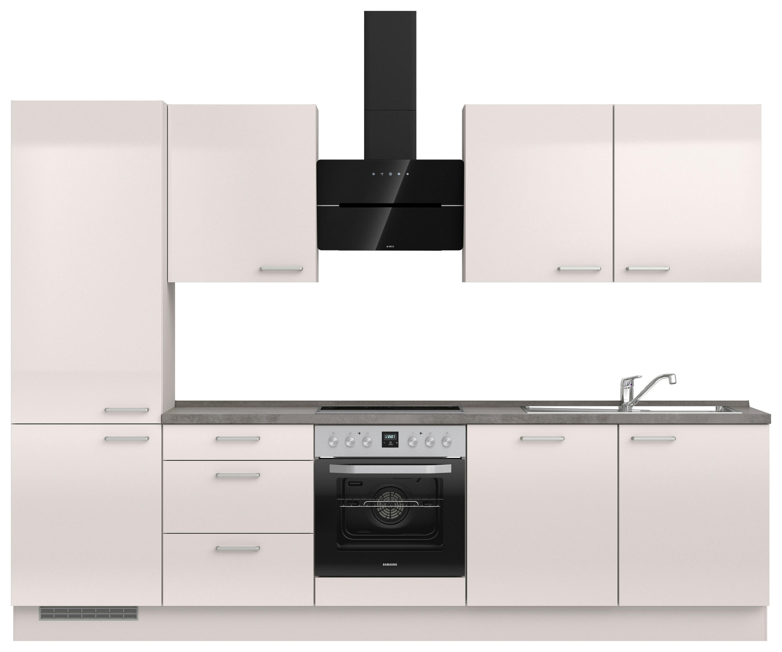 KÜCHENLEERBLOCK 300 cm   in Schieferfarben, Hellgrau  - Schieferfarben/Edelstahlfarben, MODERN, Holzwerkstoff/Metall (300cm) - Nobilia