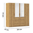 DREHTÜRENSCHRANK in Eichefarben - Eichefarben, Design, Glas/Holzwerkstoff (201/197/60cm) - Novel