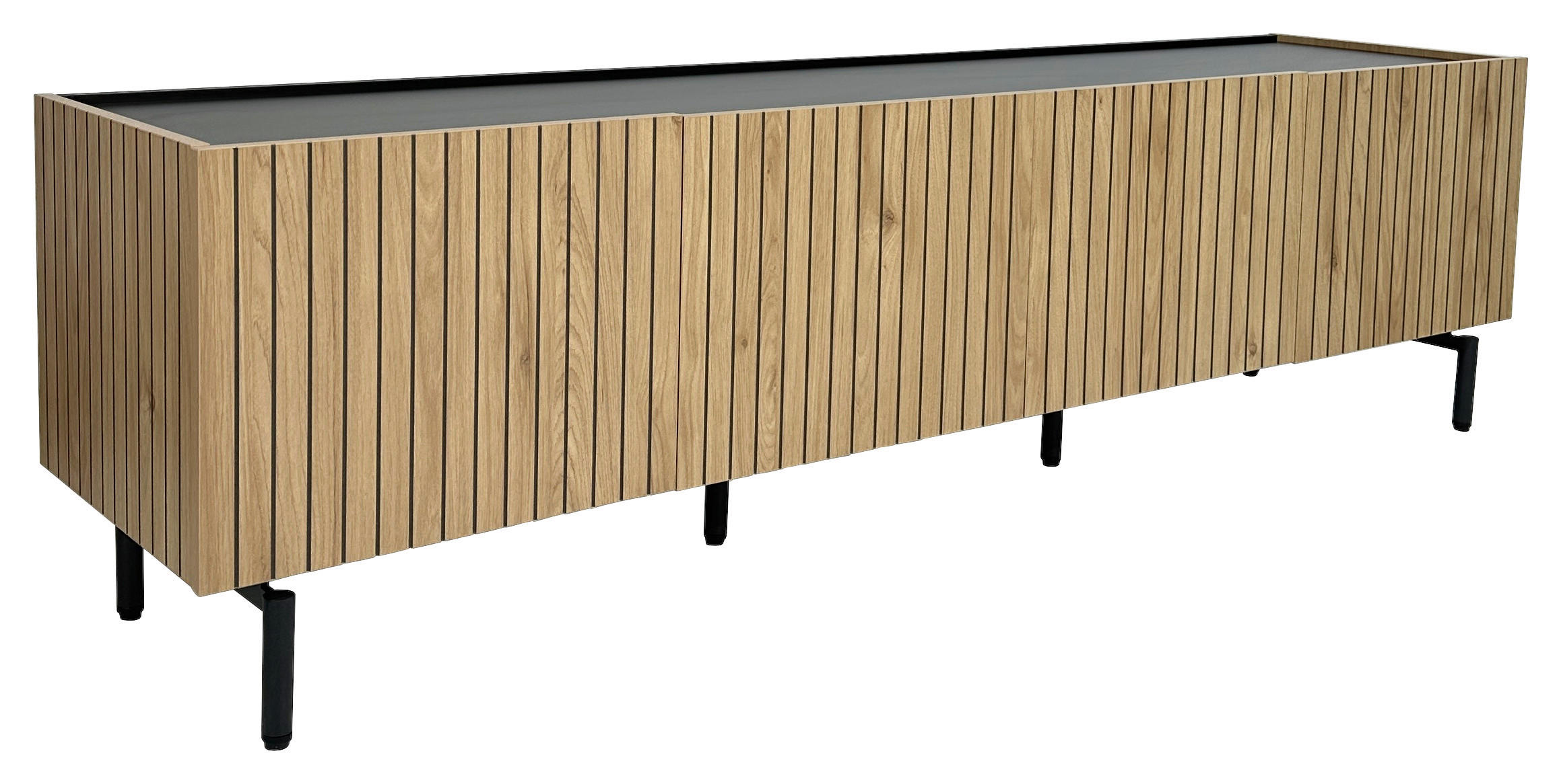 LOWBOARD LINO in 181/50/40 cm - Eichefarben/Schwarz, Design, Holzwerkstoff/Metall (181/50/40cm) - Xora