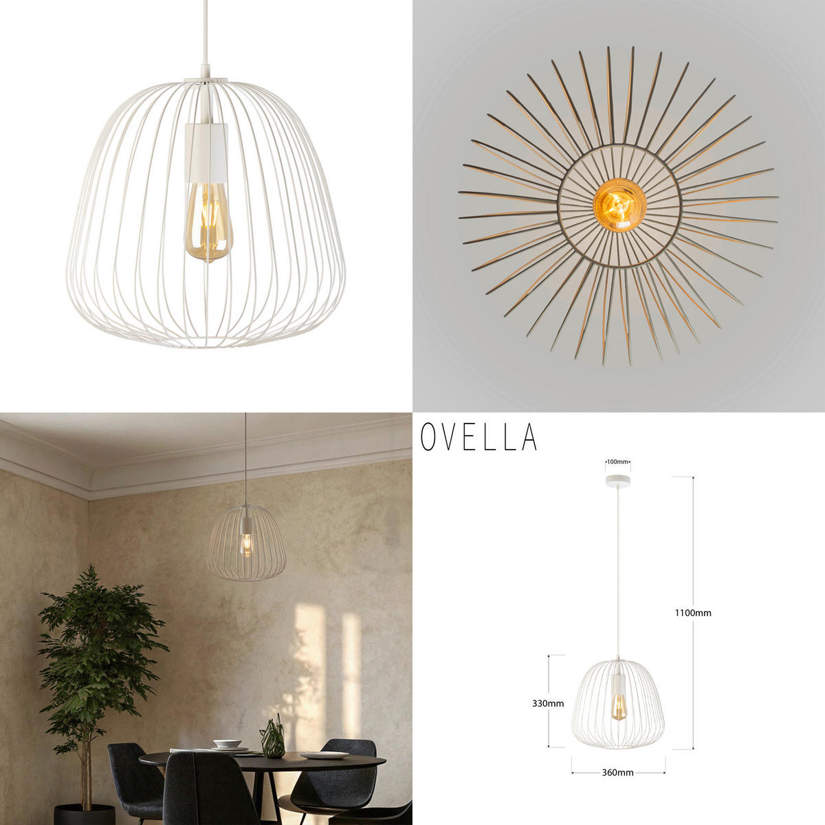 HÄNGELEUCHTE Ovella 36/36/110 cm   - Creme, Trend, Metall (36/36/110cm)