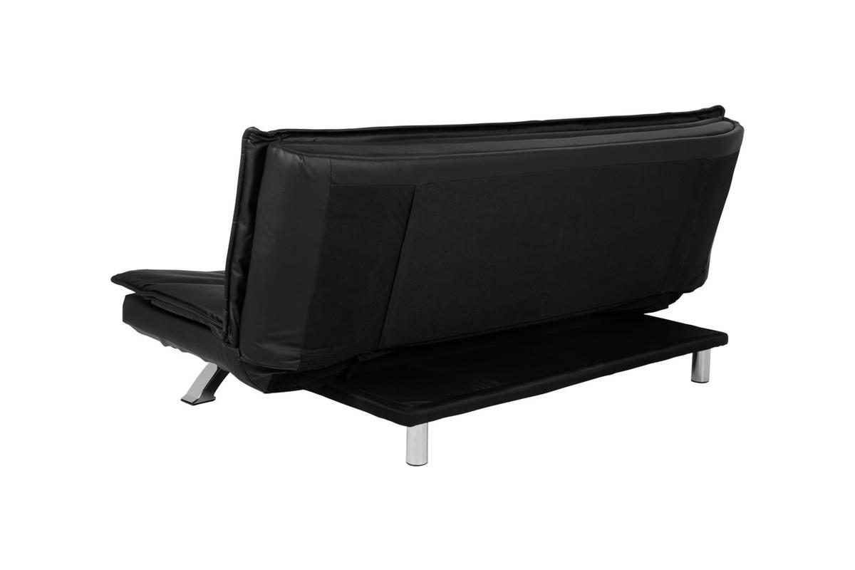 SCHLAFSOFA Lederlook Schwarz  - Chromfarben/Schwarz, Design, Textil/Metall (196/91/98cm) - MID.YOU
