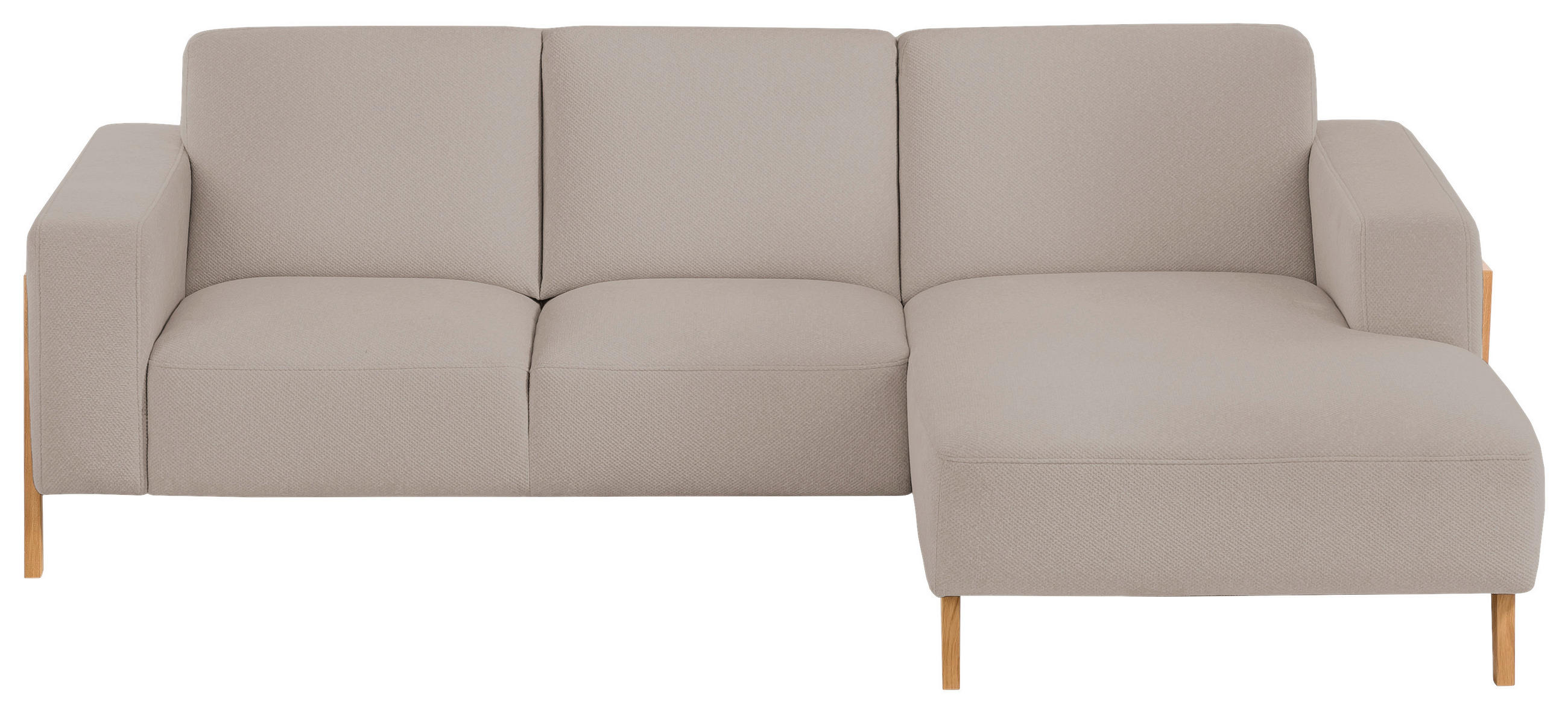 ECKSOFA in Struktur Beige  250/163 cm  - Eichefarben/Beige, Design, Holz/Textil (250/163cm) - Stylife