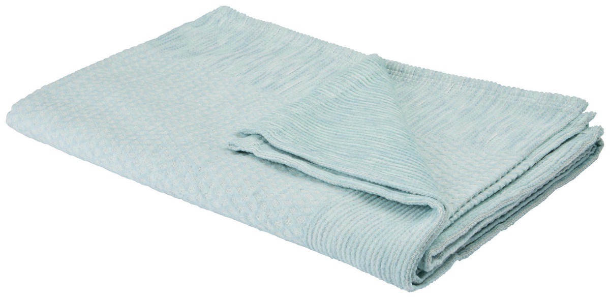 PLAID 140/200 cm  - Türkis, Natur, Textil (140/200cm) - Bio:Vio