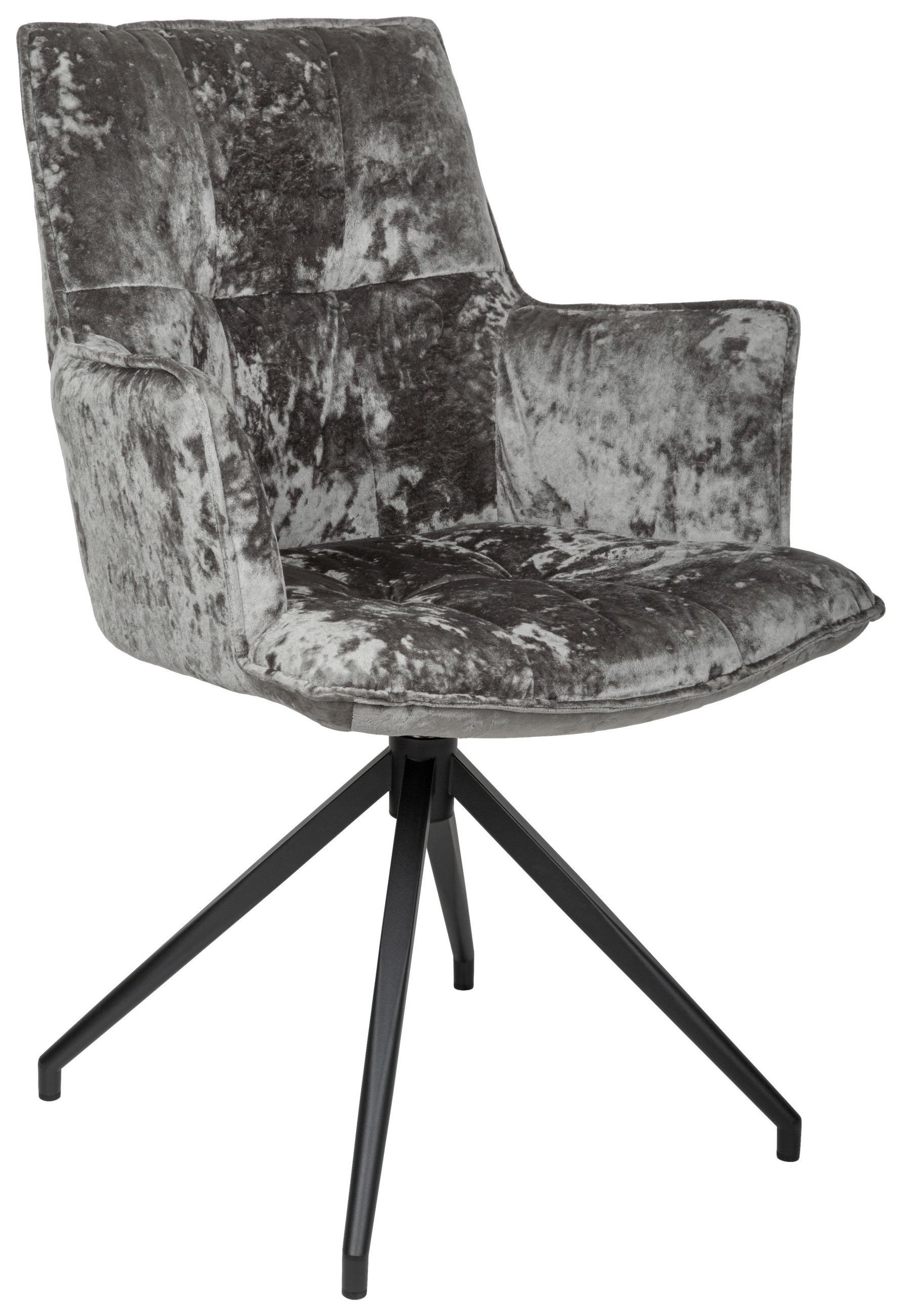 ARMLEHNSTUHL  in Eisen Samt  - Anthrazit/Schwarz, Design, Textil/Metall (59/89,5/63cm) - Novel