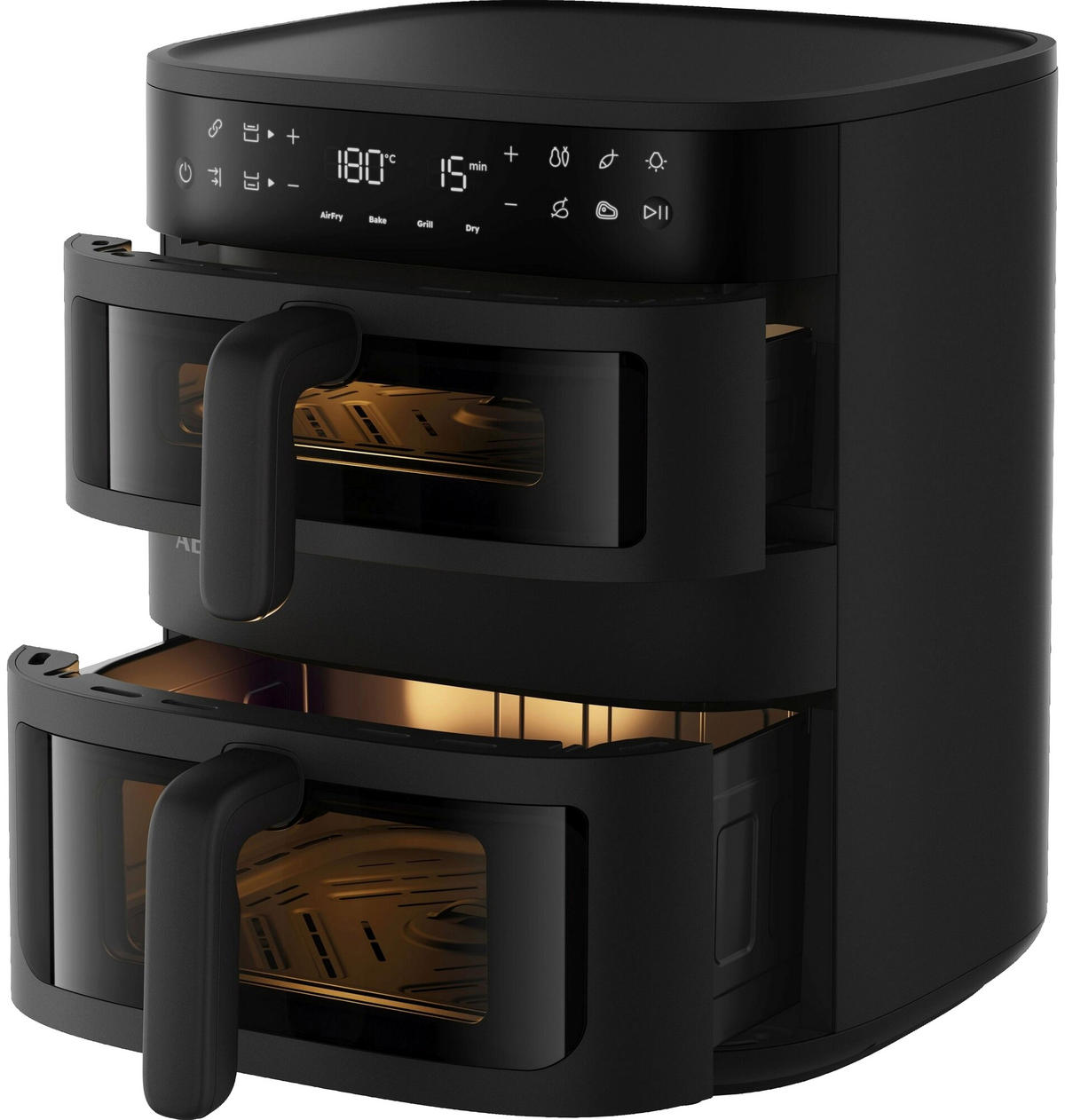 HEISSLUFTFRITTEUSE 7,0 + 4,0 L  - Schwarz, Basics, Kunststoff (30/41/32cm) - AEG