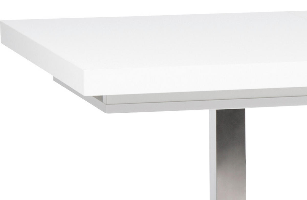JEDÁLENSKÝ STÔL, biela, farba ušľachtilej ocele, 120/80/74 cm - biela/farba ušľachtilej ocele, Konventionell, kov/kompozitné drevo (120/80/74cm) - MID.YOU
