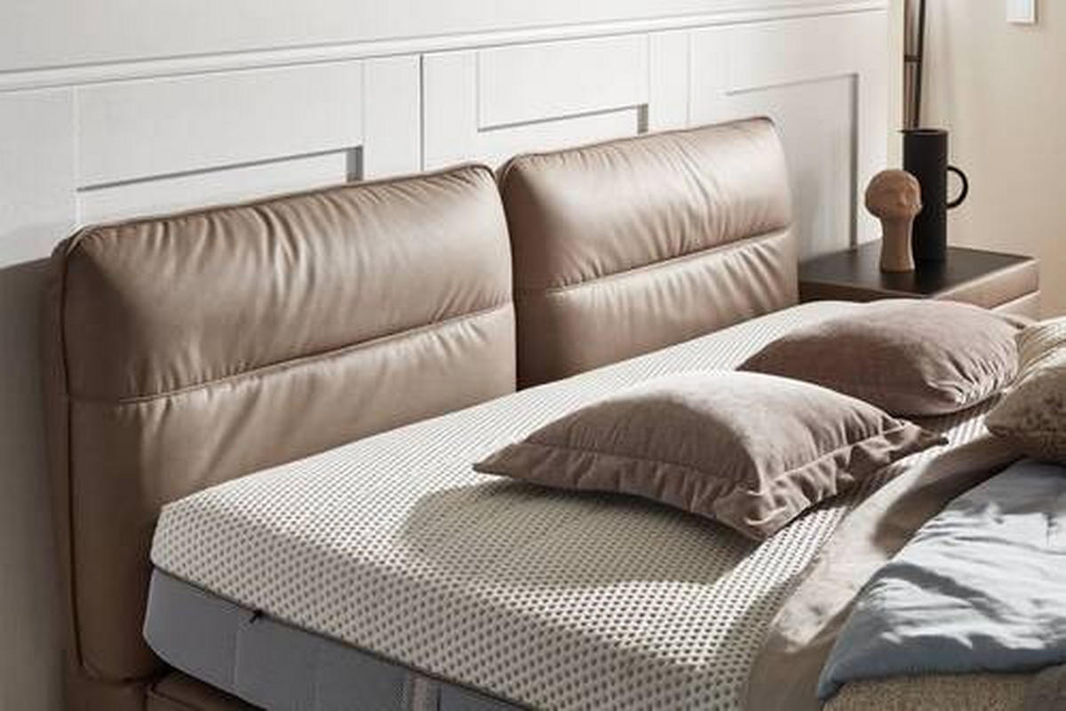 BOXSPRINGBETT 180/200 cm  in Hellbraun  - Hellbraun/Schwarz, Design, Textil/Metall (180/200cm) - Johann Jakob
