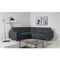 ECKSOFA in Dunkelblau  - Beige/Buchefarben, Design, Holz/Textil (242/242cm) - MID.YOU
