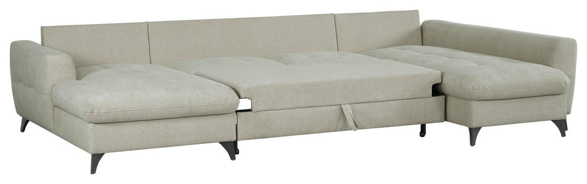 WOHNLANDSCHAFT Naturfarben Chenille  - Schwarz/Naturfarben, KONVENTIONELL, Textil/Metall (160/340/188cm) - Xora