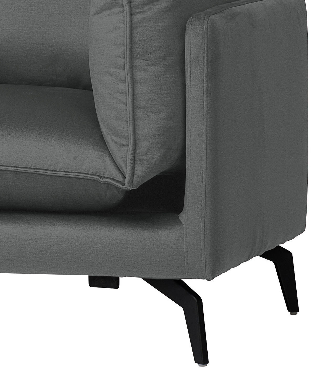 ECKSOFA Dunkelgrau Samt  - Dunkelgrau/Schwarz, Design, Textil/Metall (200/241cm) - Carryhome