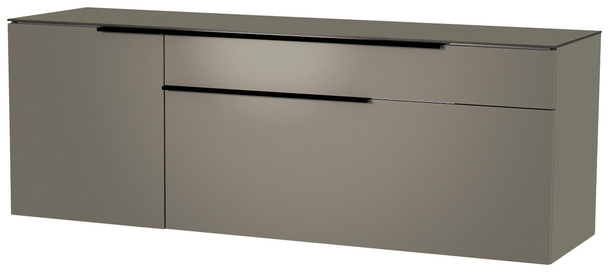 LOWBOARD  in 160/56/45 cm  - Schwarz/Grau, Design, Glas/Holzwerkstoff (160/56/45cm) - Moderano