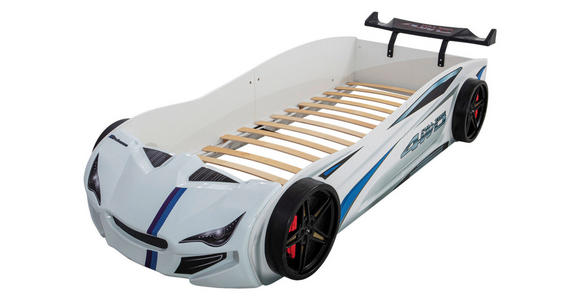 AUTOBETT 90/200 cm Weiß  - Schwarz/Braun, KONVENTIONELL, Holz/Holzwerkstoff (90/200cm) - Xora