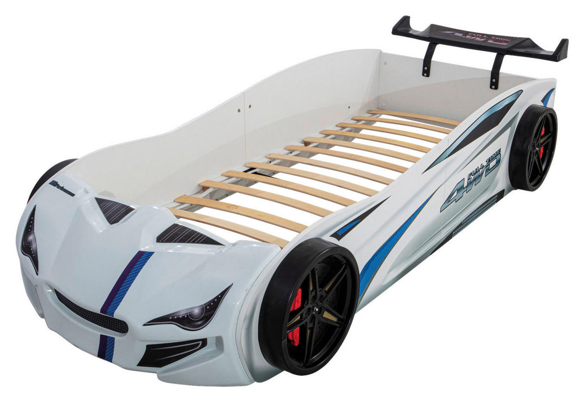 AUTOBETT 90/200 cm  in Weiß  - Schwarz/Braun, KONVENTIONELL, Holz/Holzwerkstoff (90/200cm) - Xora