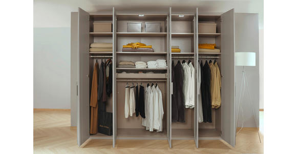 DREHTÜRENSCHRANK 251/235/60 cm 5-türig Grau, Hellgrau - Hellgrau/Grau, Trend, Glas/Holzwerkstoff (251/235/60cm) - Novel