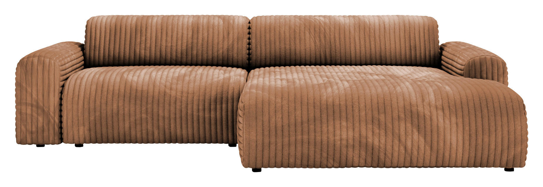 ECKSOFA in Cord Hellbraun  - Hellbraun/Schwarz, Design, Kunststoff/Textil (292/178cm) - Livetastic