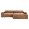 ECKSOFA Hellbraun Cord  - Hellbraun/Schwarz, Design, Kunststoff/Textil (292/178cm) - home24
