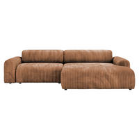 ECKSOFA Hellbraun Cord  - Hellbraun/Schwarz, Design, Kunststoff/Textil (292/178cm) - home24